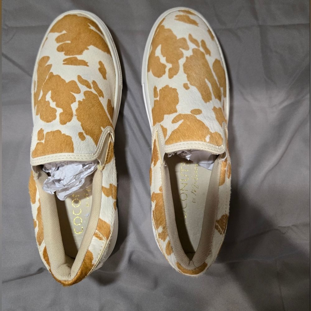 Coconuts by Matisse Tan and White Cowhide Slip-On Shoes